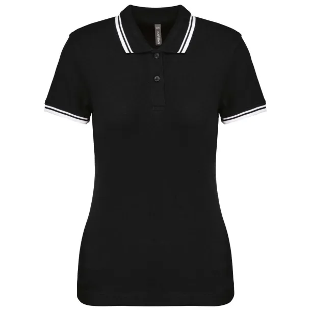 Ženska polo majica s kontrastnim obrubom, 180 g/m2 - Kariban Crna Bijela