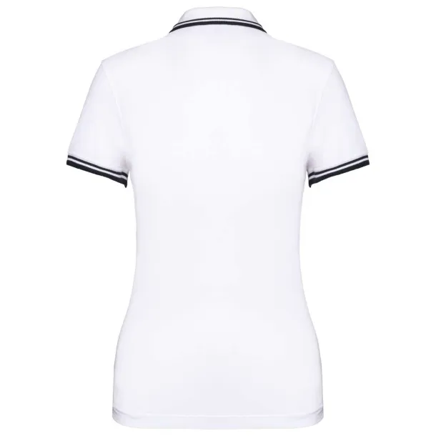  LADIE'S SHORT-SLEEVED POLOSHIRT WITH CONTRASTING PIPING - Kariban White Navy
