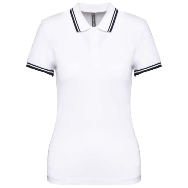  LADIE'S SHORT-SLEEVED POLOSHIRT WITH CONTRASTING PIPING - Kariban White Navy