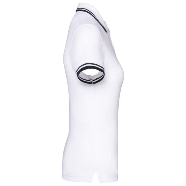  LADIE'S SHORT-SLEEVED POLOSHIRT WITH CONTRASTING PIPING - Kariban White Navy