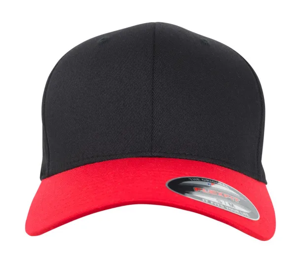 Flexfit Wooly Combed 2-Tone - Flexfit Black Crvena