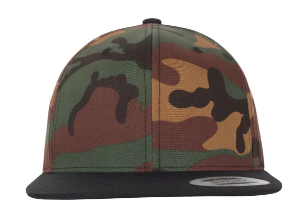  Klasična dvobojna kamuflažna snapback šilterica - 6 panela - Flexfit Green Camo Crna