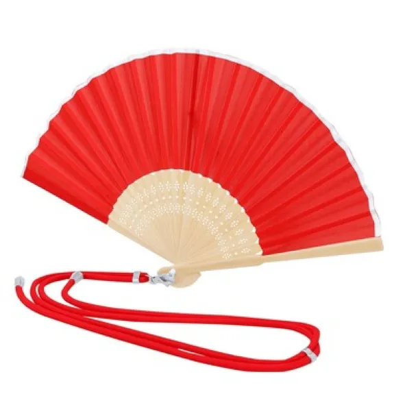  Bamboo hand fan red