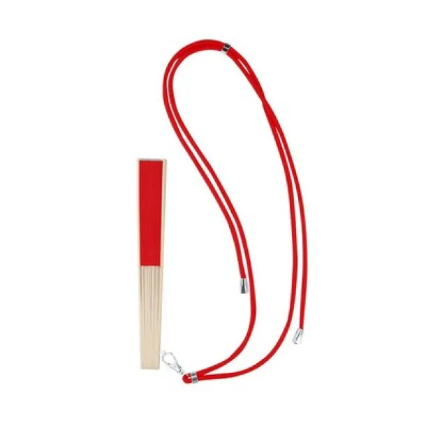  Bamboo hand fan red