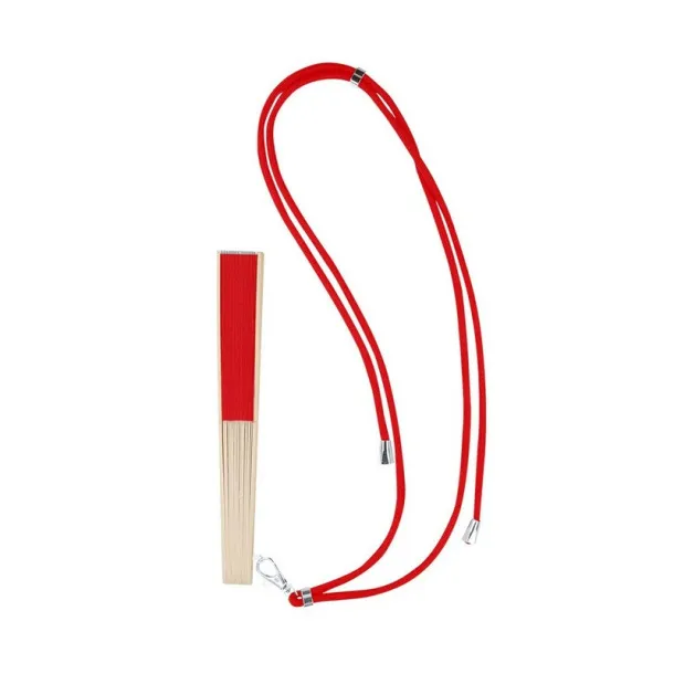  Bamboo hand fan red