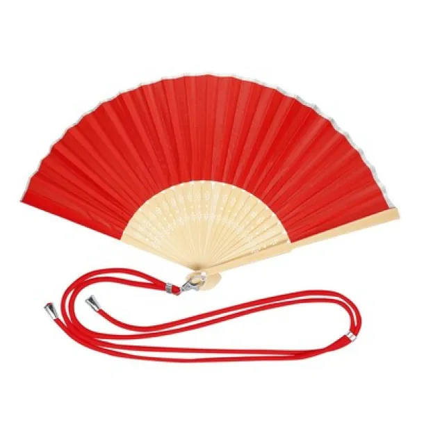  Bamboo hand fan red