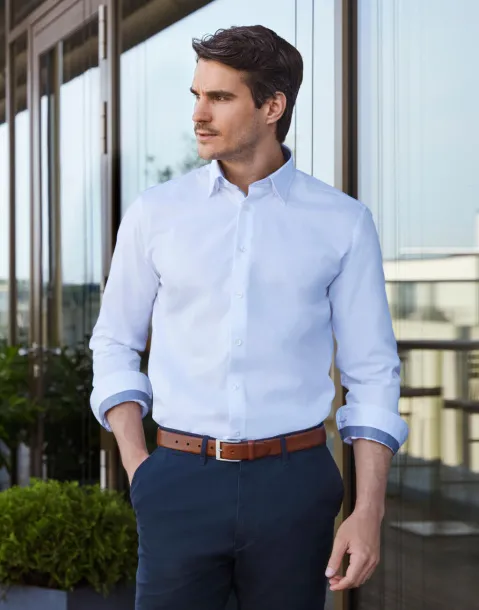  Tailored Contrast Herringbone Shirt LS - Russell Collection