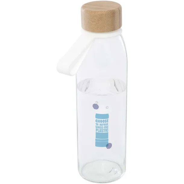 Porto 500 ml glass water bottle with silicone handle and bamboo lid White