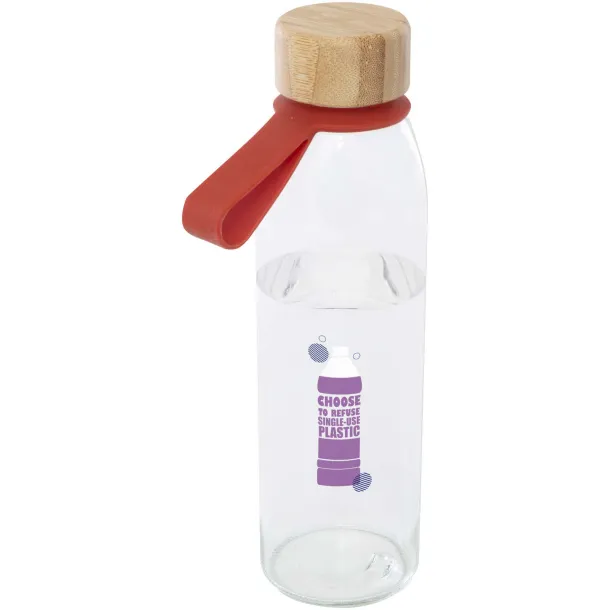 Porto 500 ml glass water bottle with silicone handle and bamboo lid Brick