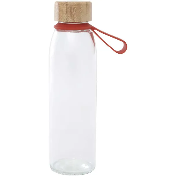 Porto 500 ml glass water bottle with silicone handle and bamboo lid Brick