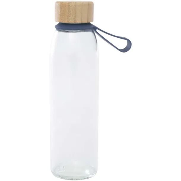 Porto 500 ml glass water bottle with silicone handle and bamboo lid Ocean blue