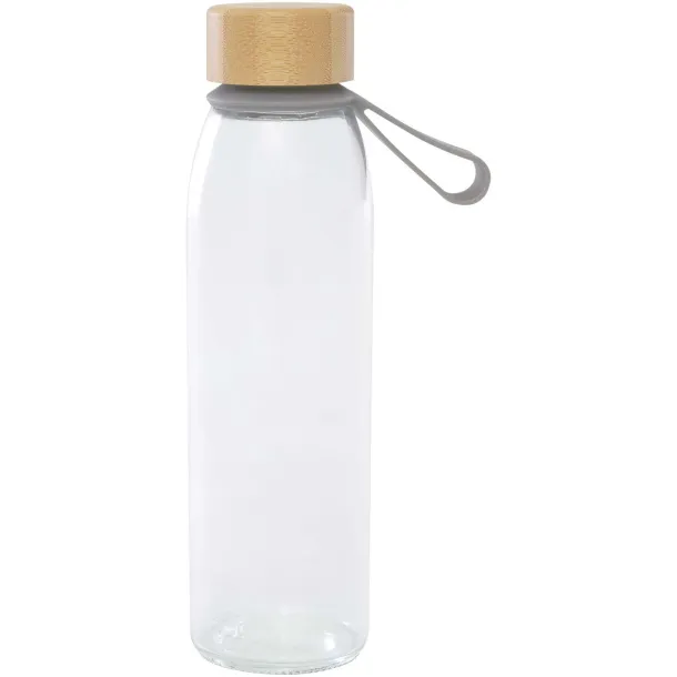 Porto 500 ml glass water bottle with silicone handle and bamboo lid Grey