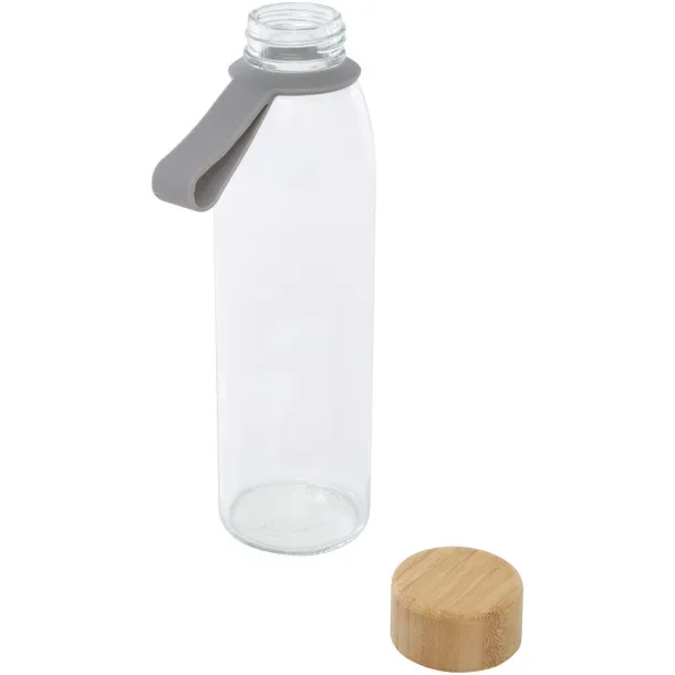 Porto 500 ml glass water bottle with silicone handle and bamboo lid Grey
