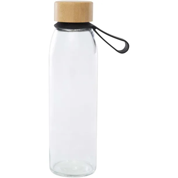 Porto 500 ml glass water bottle with silicone handle and bamboo lid Crna