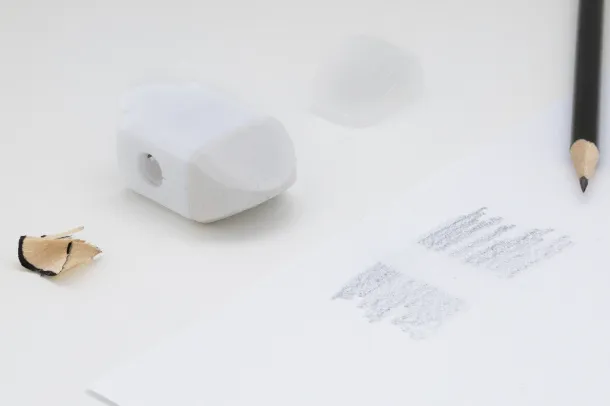 Pencix eraser and sharpener White