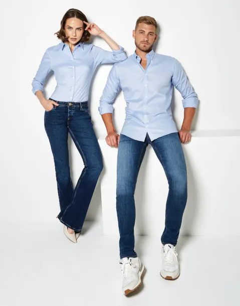  Women's Tailored Fit Stretch Oxford Shirt LS - Kustom Kit