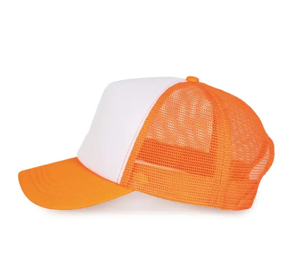  TRUCKER MESH CAP - 5 PANELS - K-UP White Fluorescent Orange