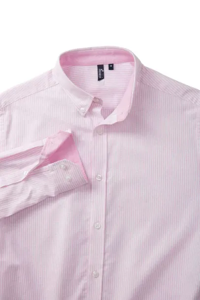  MEN’S COTTON RICH OXFORD STRIPES SHIRT - Premier White Pink