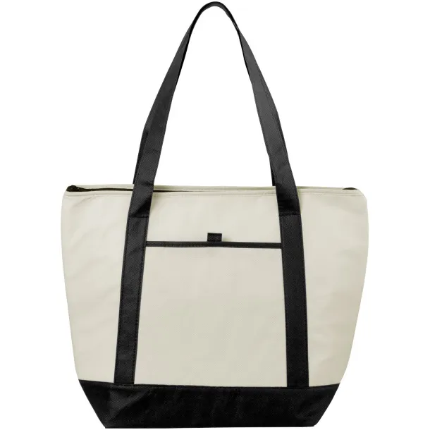 Lighthouse non-woven cooler tote Natural Solid black