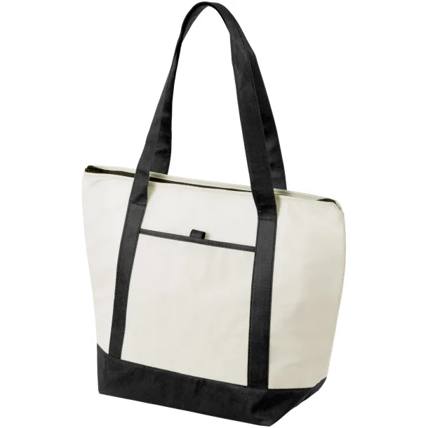 Lighthouse non-woven cooler tote Natural Solid black