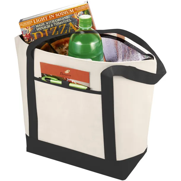 Lighthouse non-woven cooler tote Natural Solid black