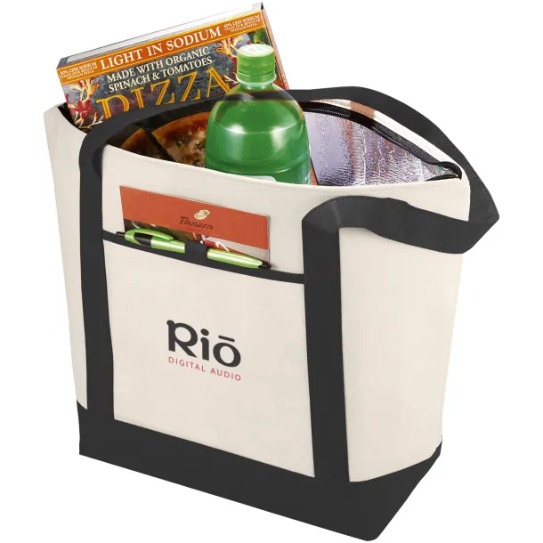 Lighthouse non-woven cooler tote Natural Solid black