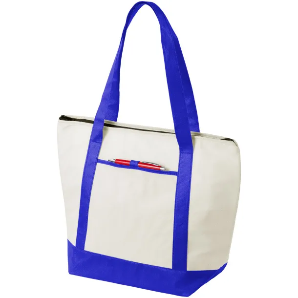 Lighthouse non-woven cooler tote Natural Royal blue