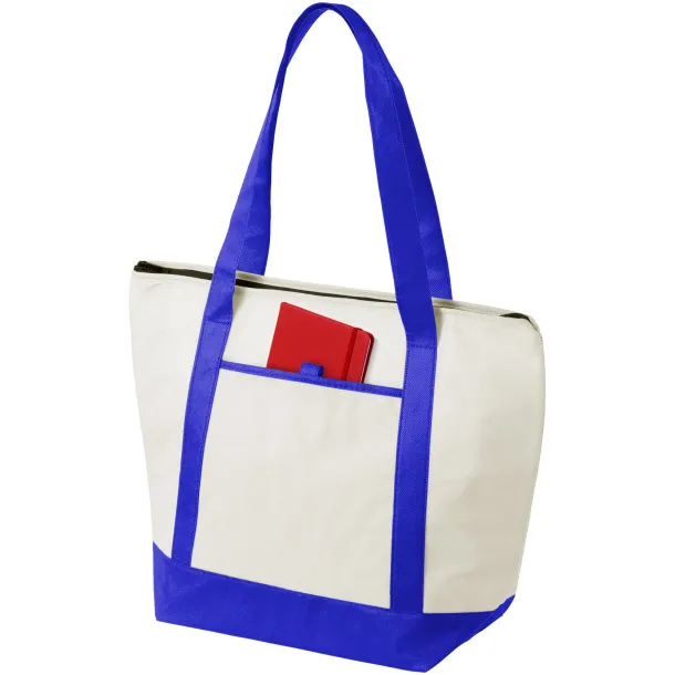 Lighthouse non-woven cooler tote - Unbranded Natural Royal blue