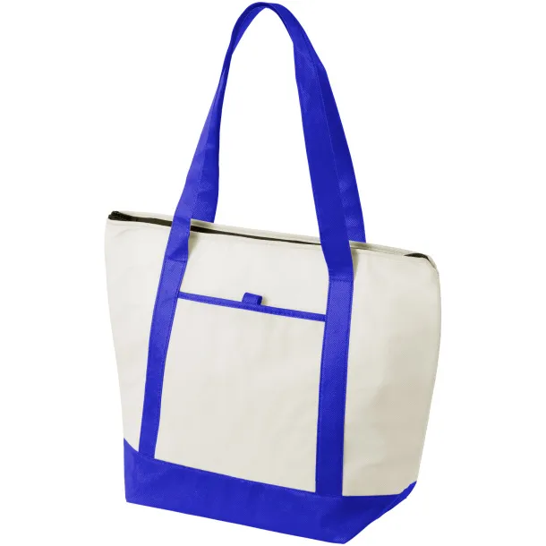 Lighthouse non-woven cooler tote - Unbranded Natural Royal blue