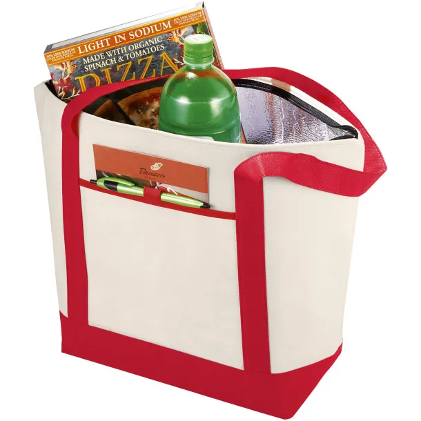 Lighthouse non-woven cooler tote Natural Red