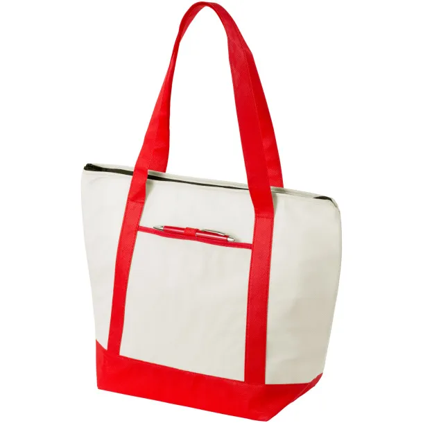 Lighthouse non-woven cooler tote Natural Red