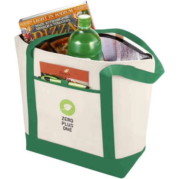 Lighthouse non-woven cooler tote Natural Green