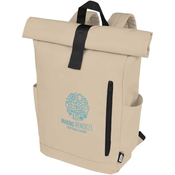 Byron 15.6" GRS RPET roll-top backpack 18L Oatmeal