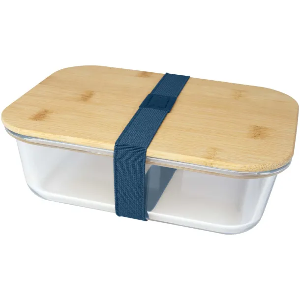Roby glass lunch box with bamboo lid - Seasons Hale Blue