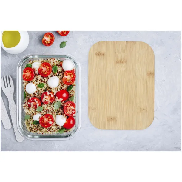 Roby glass lunch box with bamboo lid - Seasons Hale Blue