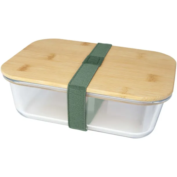 Roby glass lunch box with bamboo lid - Seasons Heather green