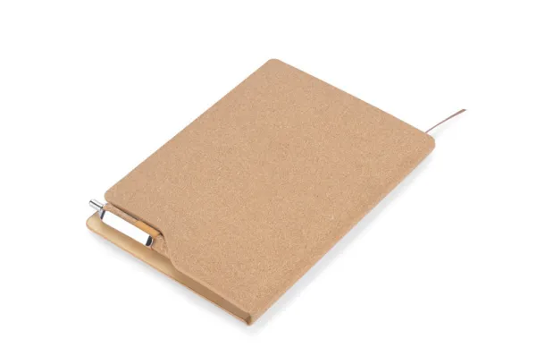 TESSO Cork notebook with pen  A5 - Gildan naturalny