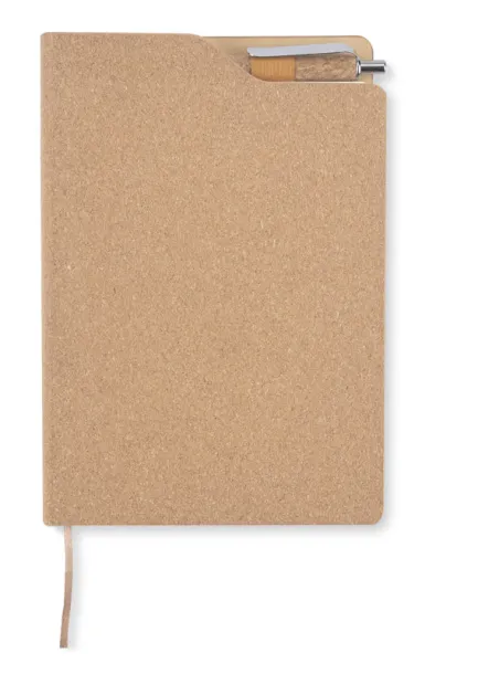 TESSO Cork notebook with pen  A5 - Gildan naturalny