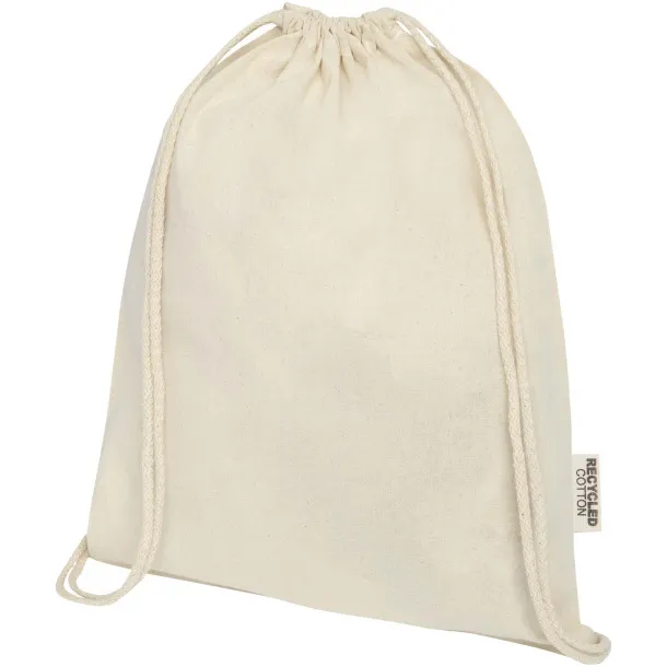 Oregon 140 g/m² GRS recycled cotton drawstring bag Natural