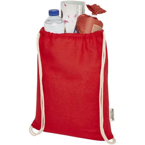 Oregon 140 g/m² GRS recycled cotton drawstring bag Red