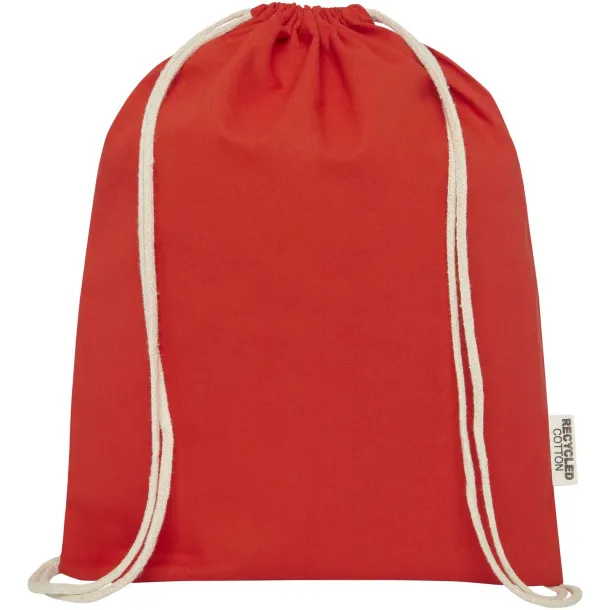 Oregon 140 g/m² GRS recycled cotton drawstring bag Red