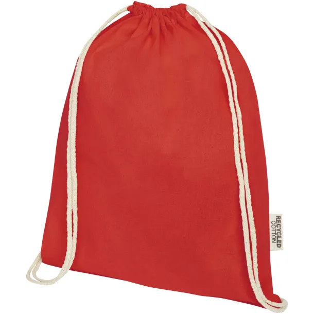 Oregon 140 g/m² GRS recycled cotton drawstring bag Red