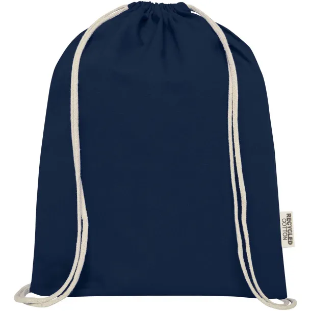 Oregon 140 g/m² GRS recycled cotton drawstring bag Navy Blue