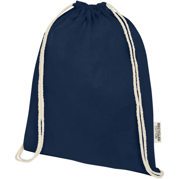 Oregon 140 g/m² GRS recycled cotton drawstring bag Navy Blue