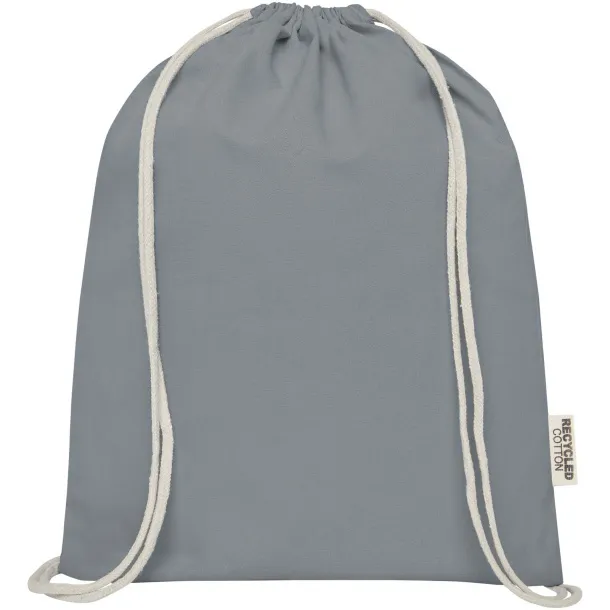 Oregon 140 g/m² GRS recycled cotton drawstring bag Grey