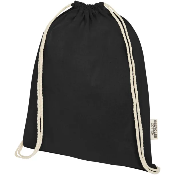 Oregon 140 g/m² GRS recycled cotton drawstring bag Solid black