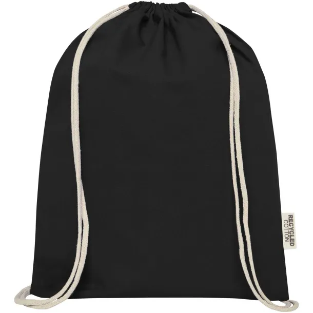 Oregon 140 g/m² GRS recycled cotton drawstring bag Solid black