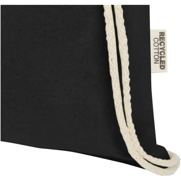 Oregon 140 g/m² GRS recycled cotton drawstring bag Solid black