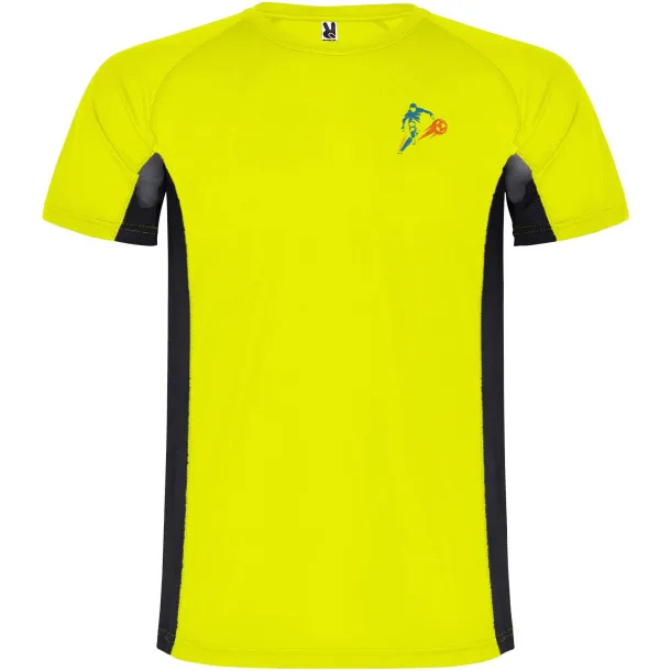 Shanghai dječja sportska majica kratkih rukava - Roly Fluor Yellow Solid black