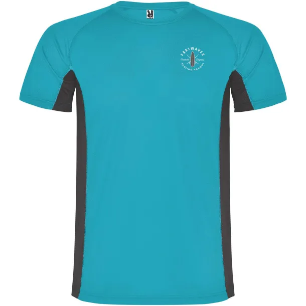 Shanghai short sleeve kids sports t-shirt - Roly Turquois Dark Lead